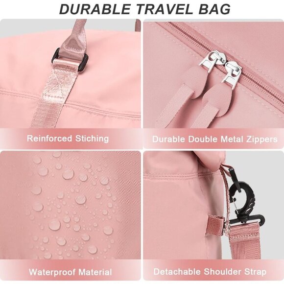 Waterproof Sports Travel Duffle Bag, Gym & Weekender Bag for Women with Strap - Picture 8 of 11